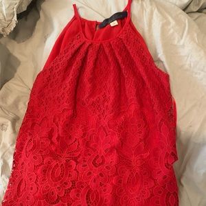 Red lace tank top
